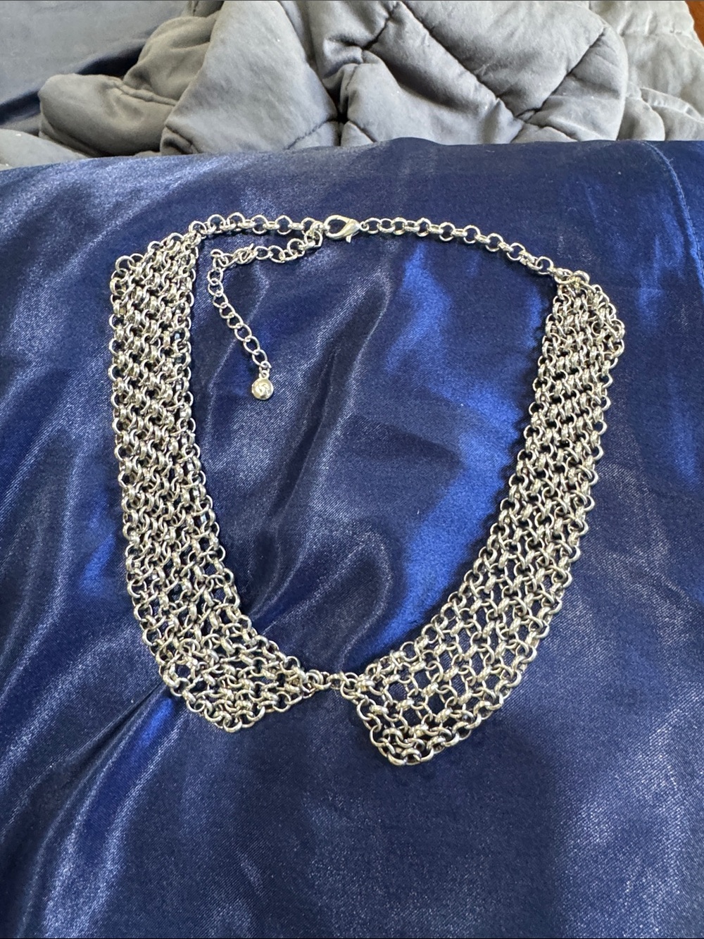 Silver Chain Collar Necklace - Women Jewelry